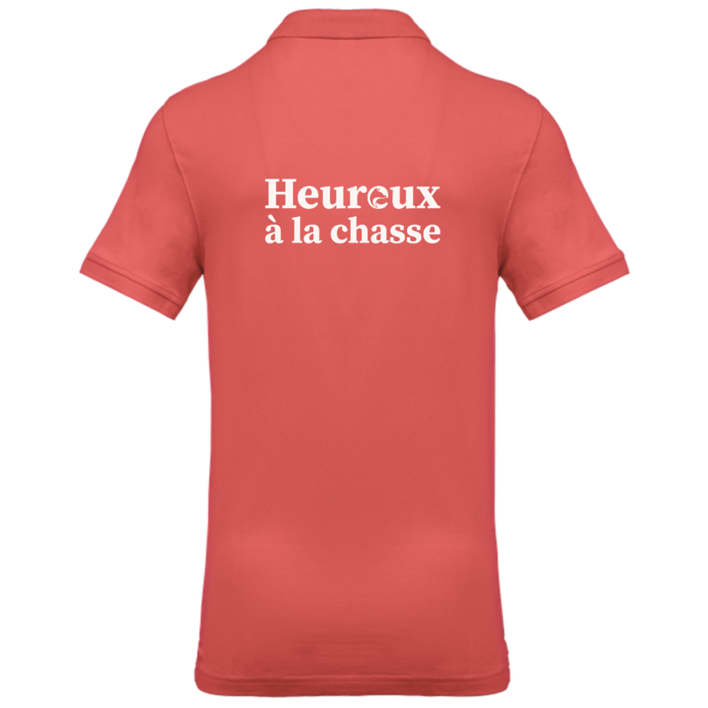 polo-homme-heureux-chasse-dos-corail
