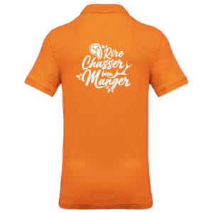 polo-homme-rire-chasser-manger-dos-orange