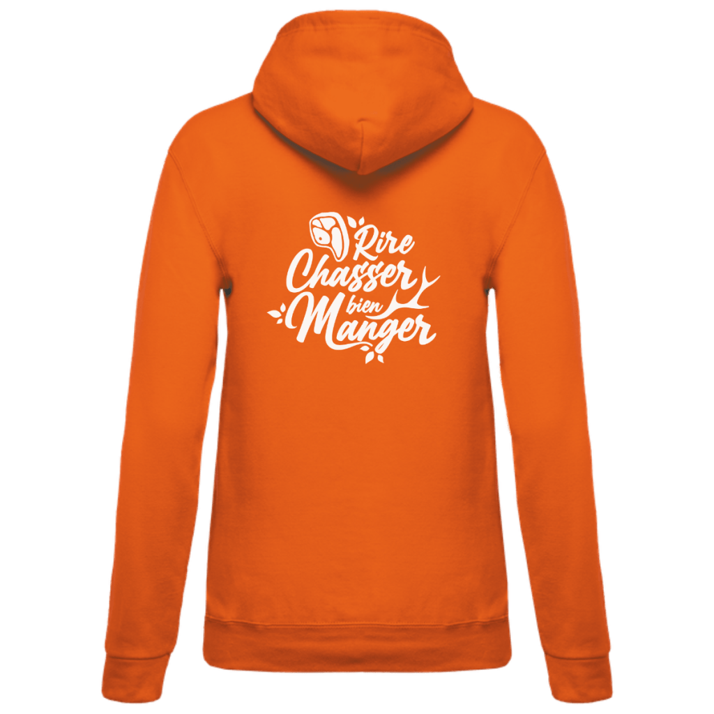 sweat-femme-seekers-rire-chasser-manger-dos-orange