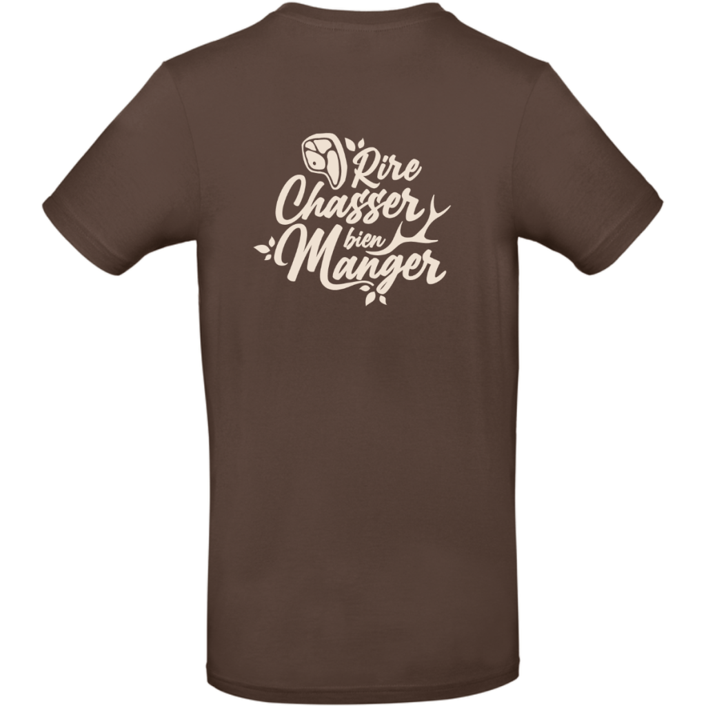 t-shirt-rire-chasser-bien-manger-homme-dos-marron