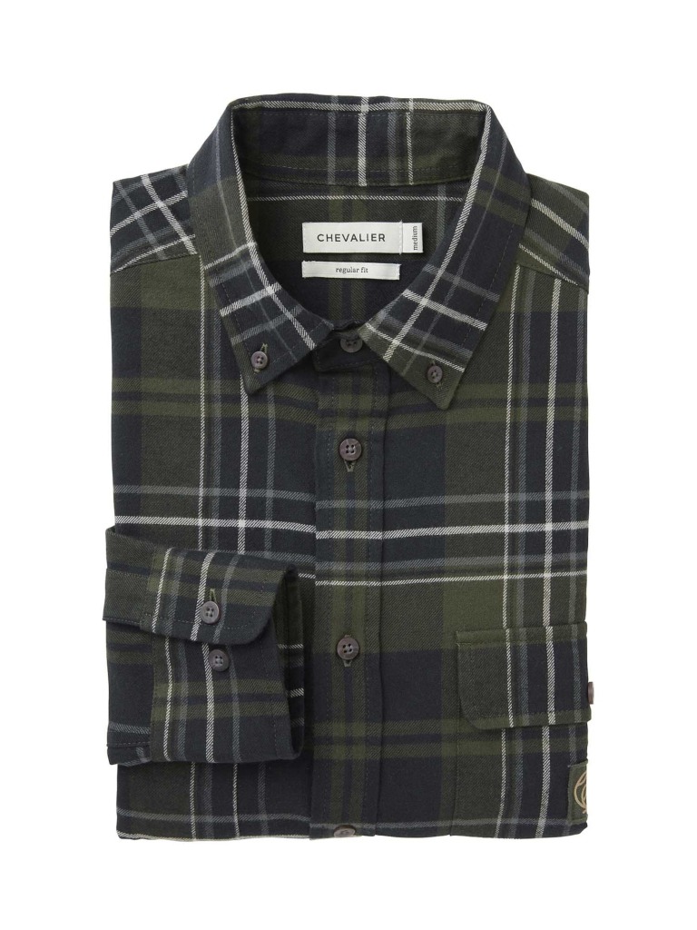 chemise-heron-flannel-green-checked-chevalier-pliee